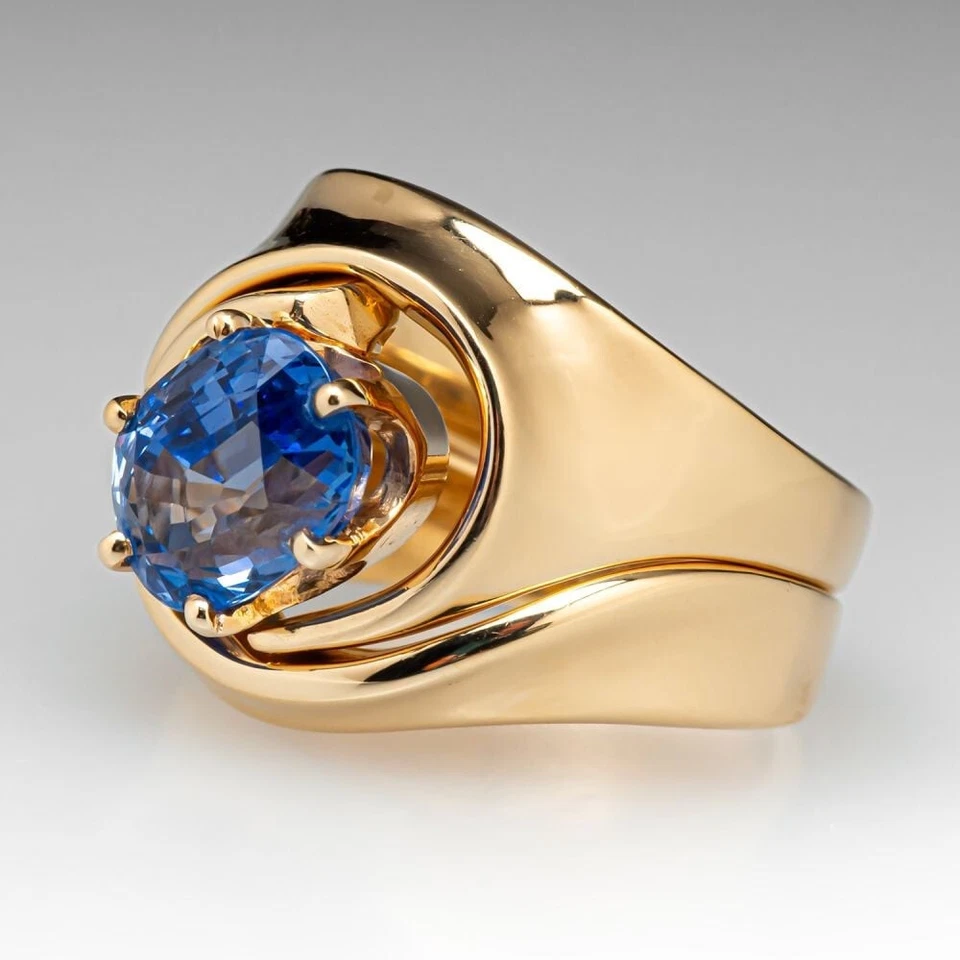 Argento Sterling 925 Zaffiro Blu Pietra Preziosa Creata in Laboratorio... - Immagine 3 di 4