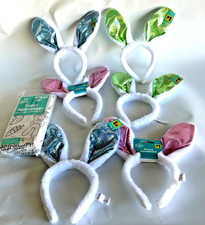 Lot Of 6 Easter Bunny Ears Headbands and a Coloring Table Cloth New