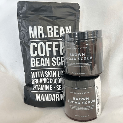 2 Brooklyn Botany Brown Sugar Scrub 1 Mr. Bean Coffee Scrub Mandarin