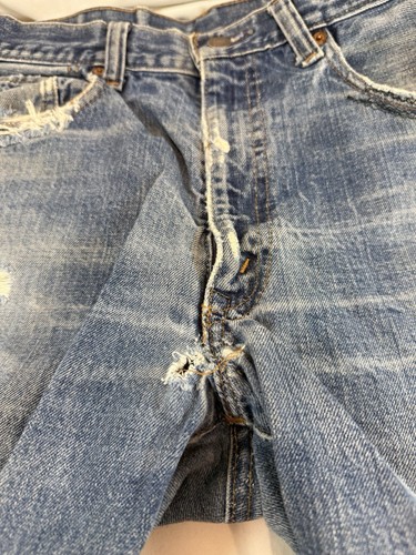 VTG 80s Levis 505 0217 XX Distressed Punk Cut Off Shorts Men's Size 34(33) x 6" - Picture 4 of 10