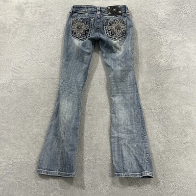 Miss Me Jeans Women 26 x32 Blue Signature Rise Boot Blue Y2K Vtg Punk Rhinestone