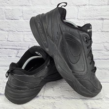 Nike Air Monarch IV Triple Black Mens 12 Leather Walking Training Shoes Sneakers