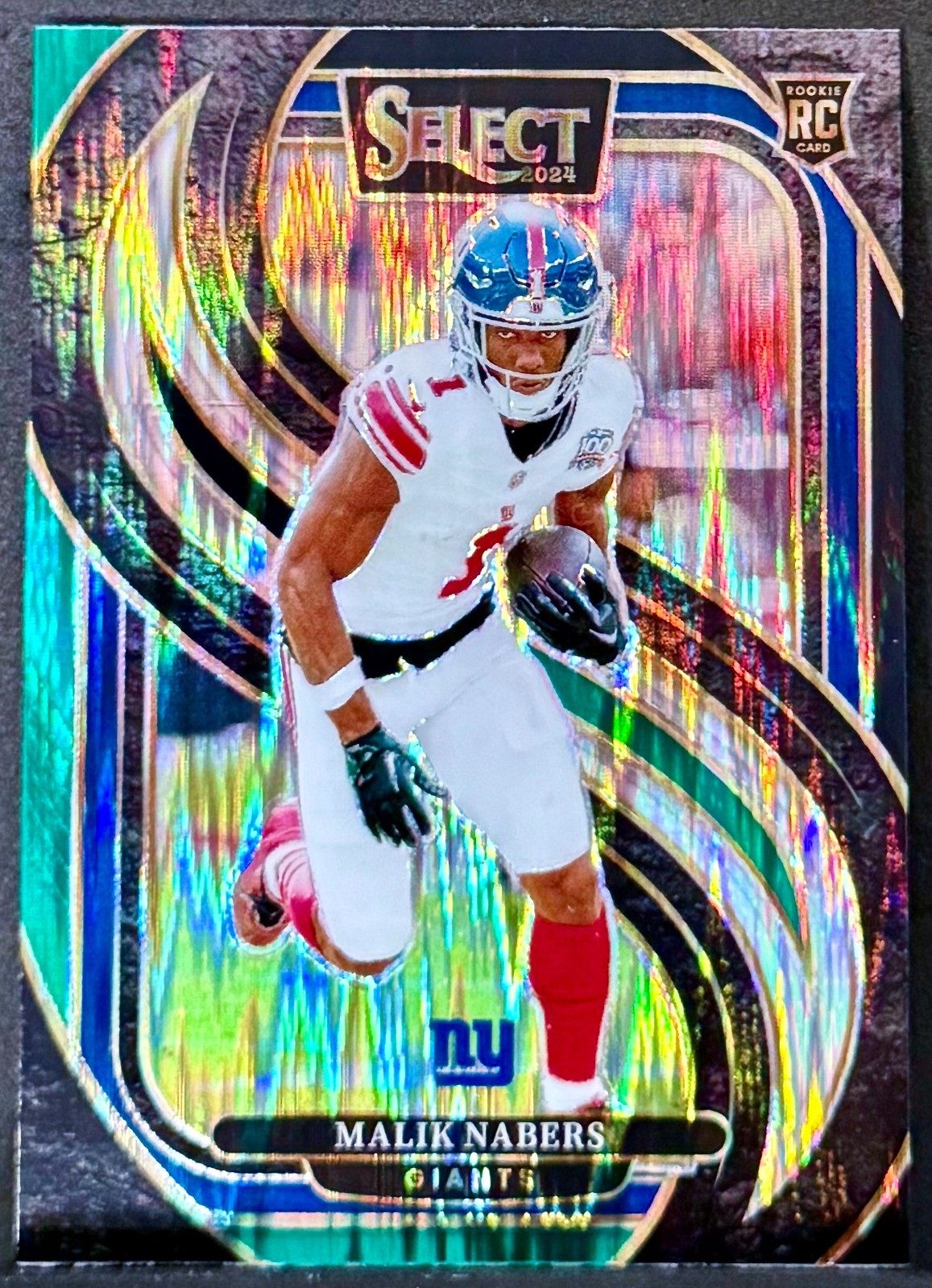 2024 Panini Select Premier Level Malik Nabers #116 Black & Blue Shock Prizm RC
