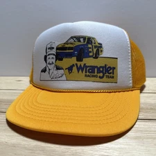 Vintage Dale Earnhardt Wrangler Racing Team Trucker Snapback Cap Hat Gold Unworn
