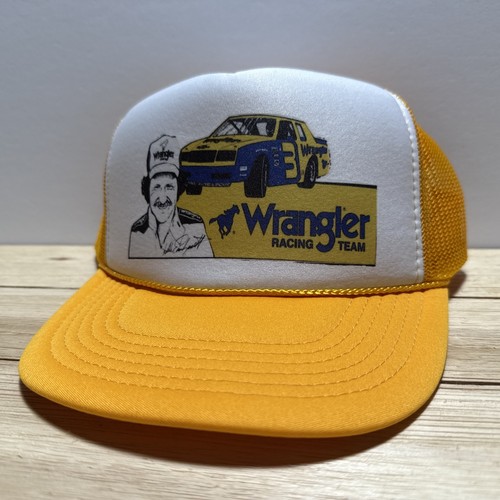 Vintage Dale Earnhardt Wrangler Racing Team Trucker Snapback Cap Hat Gold Unworn