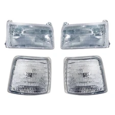 For Ford F-150 92-96 4-Piece Kit (Driver and Passenger Side Headlights, Driver