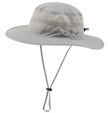 Wide Brim Sun Hat for Men Breathable Cowboy Boonie Hat UPF 50 Sun Large Grey