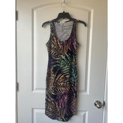 Love J Tropical Palm Snakeskin Print Bodycon Midi Dress DB2633 Multicolor Medium