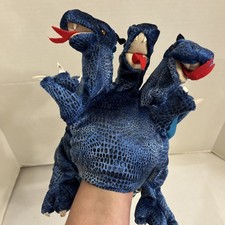 Folkmanis Three Headed Blue Dragon Hand Puppet Plush Full Body Blue
