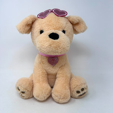 Russ Golden Retriever Plush Stuffed Animal Brown Puppy Dog Heart Glasses Toy 11"