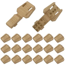 0.7" Zipper Pull Cord Lock, Plastic Shoe Lace End Clips, 50 Pack Khaki