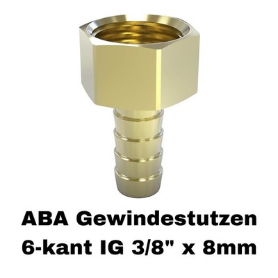 ABA Gewindestutzen Messing 6-kant IG 3/8  x 8mm
