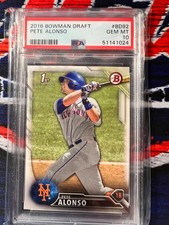 2016 1ST BOWMAN DRAFT PETE ALONSO #BD92 PSA GEM MT 10