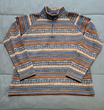Cotton Traders Fleece Mens Size 2XL Patteren Tribal Striped 1/4 Zip Sweatshirt 