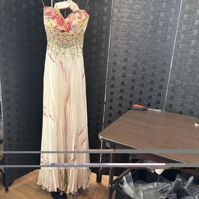 Dave & Johnnys Women's Dress XS Floral Bejeweled Embroidered Sleeveless Lined