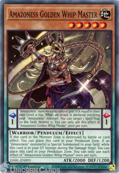 DABL-EN093 Amazoness Golden Whip Master :: Common 1st Edition Mint YuGiOh Card