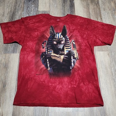 2014 The Mountain Egyptian Anubis Inpu Graphic Shirt Men's 2XL Red Black Tie Dye