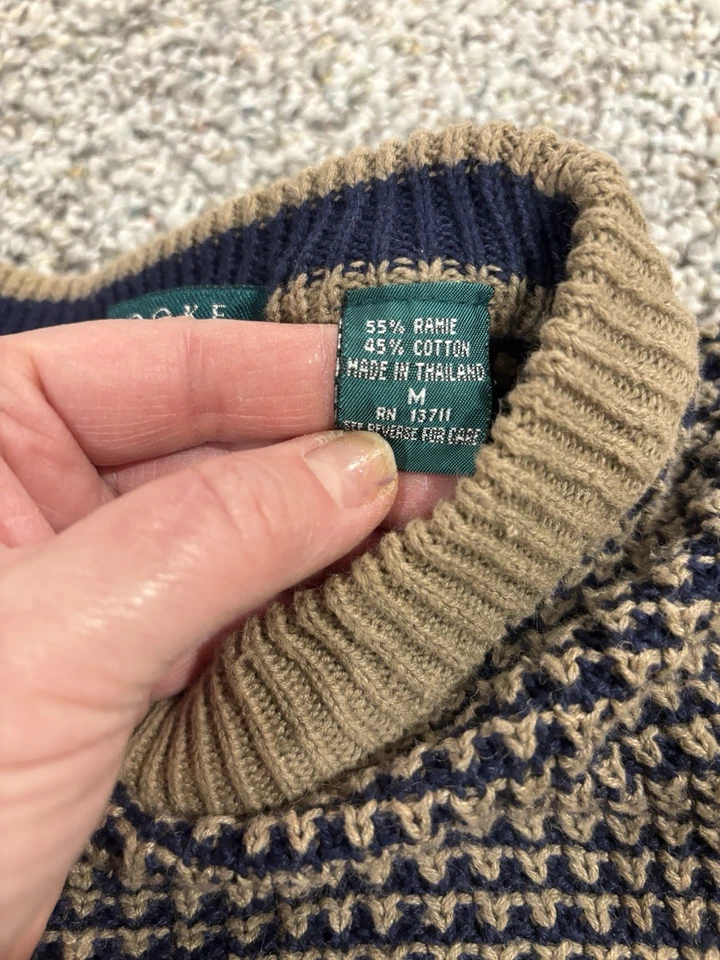 Suéter Pullover Tejido Claybrooke Ojo de Pájaro De Colección Marrón Azul Para Hombre Med Y2K Foto 3 de 4