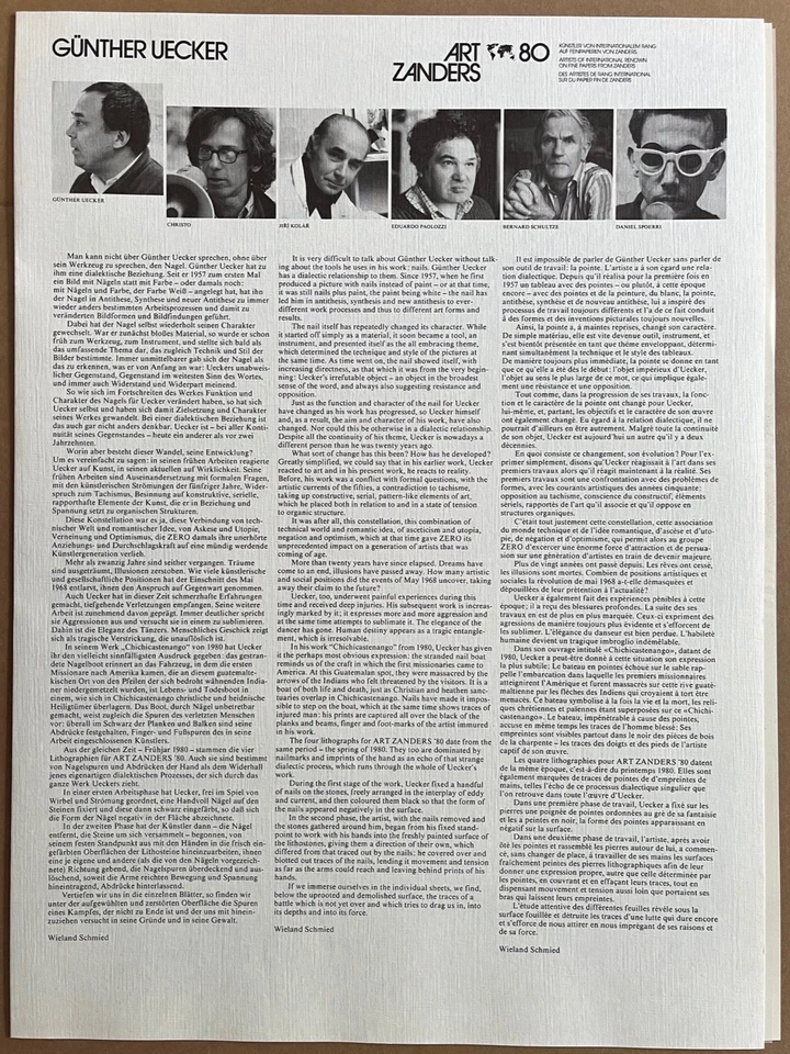 Günther Uecker Original Lithographie von 1980 - im Stein signiert - großes Werk - Bild 4 von 4