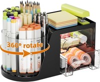 Marbrasse Schreibtisch Organizer Mit 2 Schubladen, 360 Grad Drehbar - Schwarz