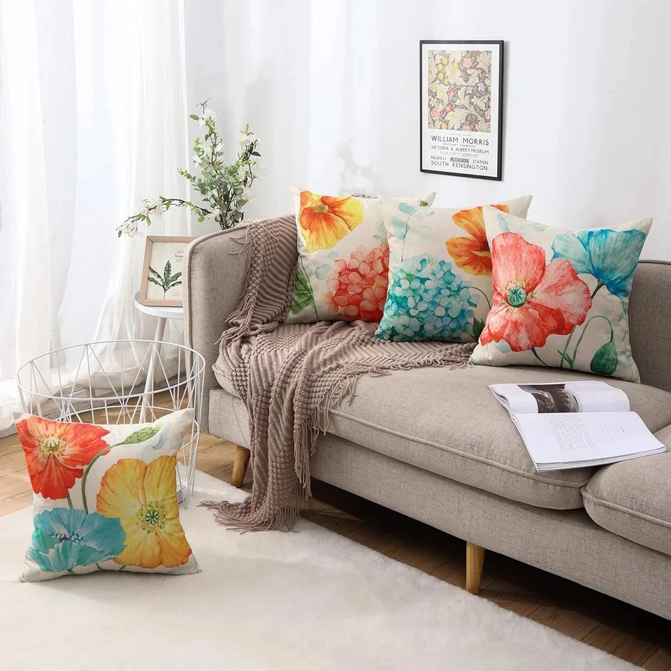 Summer Outdoor Pillow Covers 18X18 Waterproof Set of 4 Hydrangea and Lo - Image 3 of 4