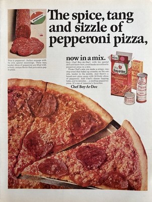 1965 Chef Boy Ar Dee Pepperoni Pizza Original Vintage Advertisement Print Ad