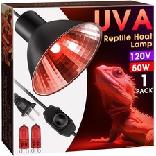 Reptile Heat Lamp Red 50W G9 Bulb Dome Light Fixture Aluminum Reflector 1 PCS