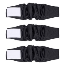 3Pcs Belly Bands for Male Dogs Reusable Washable Dog Diapers M Black