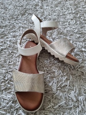Jana Soft Line Sandalen weiß gold Gr. 38 (37) Neu
