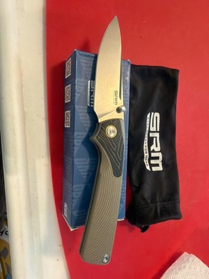 SRM Knives Dome 106M-GW Desert Tan & Black G10 Folding 14C28N Knife 106MGW