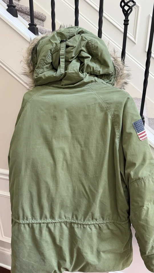 Polo Ralph Lauren Abrigo Pesado 2xl, Polo Denim y Suministro, Color Oliva, Sudadera con Capucha de Piel Foto 2 de 4