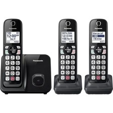 Open box Panasonic Cordless Phone with 3 Handsets - KX-TGD813B Black 