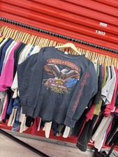 VTG Harley Davidson 3D Emblem Waffle Knit Shirt Size Large