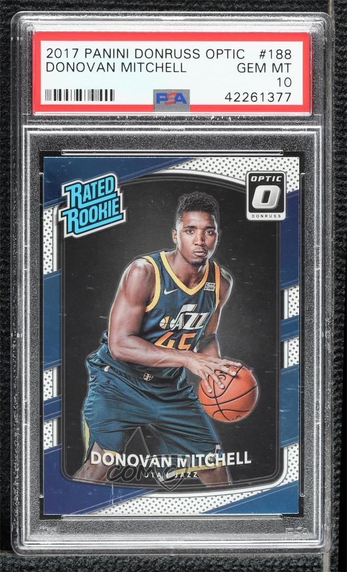 2017-18 Panini Donruss Optic Rated Donovan Mitchell PSA 10 GEM MT Rookie RC 11ba