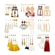 53 Pairs Earrings Set for Women, Fashion Acrylic Tassel Gold Hoop Earrings Multi