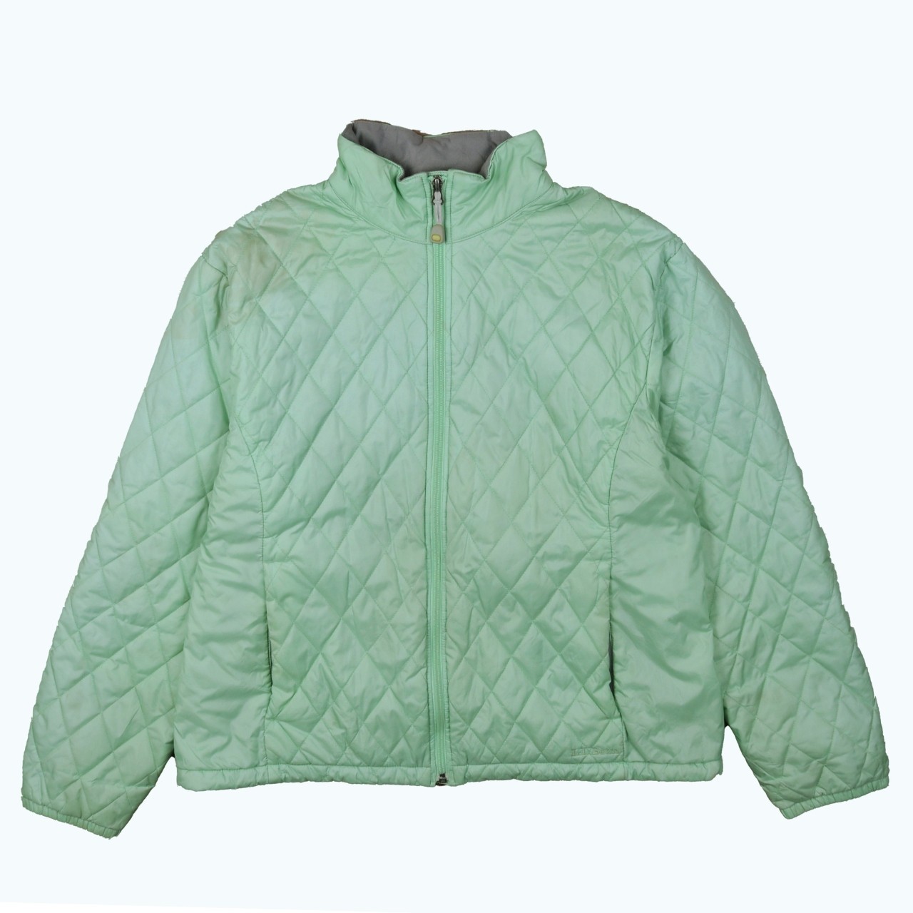LLBean Womens Windbreaker Mint Green Quilted Microfibre Full Zip Lightweight L