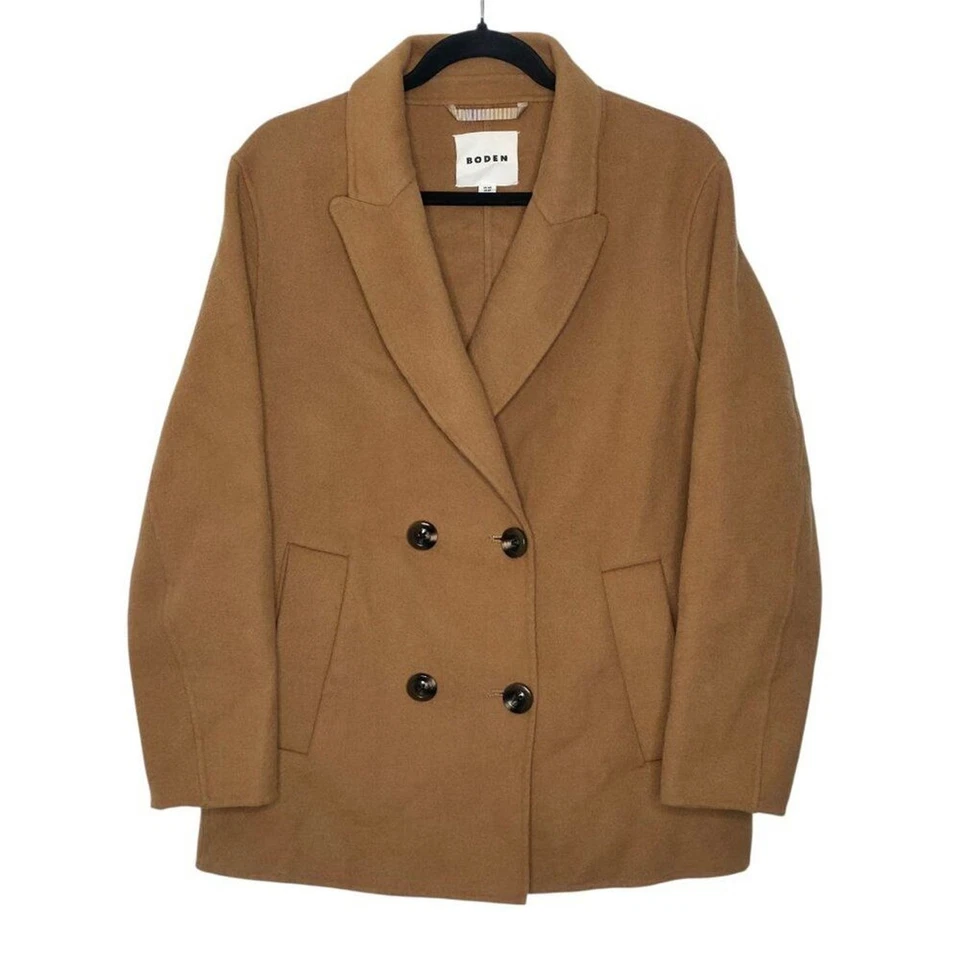 Abrigo Boden Marrón Mezcla Lana Guisante Doble Pecho Ligero Talla US 8R Foto 3 de 4
