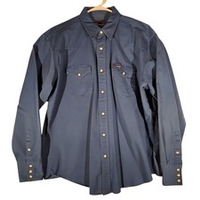 Wrangler pearl snap shirt mens XL XLarge 17/35 blue denim western long sleeve