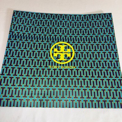 Tory Burch Large Paper Shopping Gift Bag Blue Purple Monogram T Logo 20x18x6