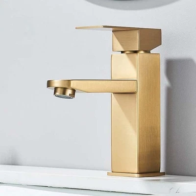 DAESHOWERS Brushed Gold Bathroom Basin Taps Modern Mixer Sink Faucet Waterfall Monoblock
