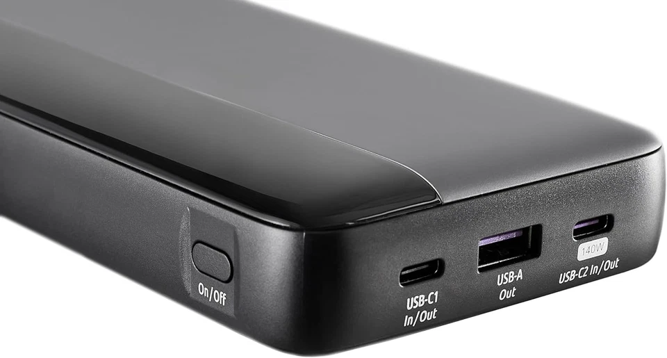 Intenso Powerbank HE25000 – 25000mAh 140W USB-C Power Delivery Akku Grau-Schwarz - Bild 2 von 4
