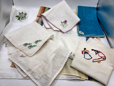 Vtg. Lot Of 7 Women's Hankies, Embroidered, Linen, Cotton