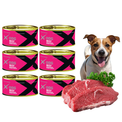 Getreidefreies Hundefutter  Nassfutter Hund 6 x 120g Dosen mit 100% Rind X-DOG