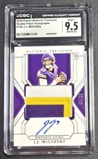 JJ McCarthy 2024 National Treasures True Rookie Patch Auto /99 CGC 9.5 #156 POP1