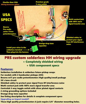 PRS 277 Solderless HH Wiring Upgrade + Shielded Wiring + High Quality USA Specs