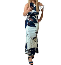 SALE £12 ~ Bloggers Favourite~ SHEIN White/Navy Floral Maxi Dress ~ L~ Worn 1C
