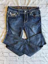 Rock Revival Bling Y2K Women's Jeans Size 28 Celinda Straight EUC Fleur De Lis