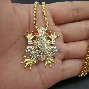 Authentic Frog Charm Pendant 2.20Ct Round Cut Lab-Created Diamond 14K Yellow Gold Plated