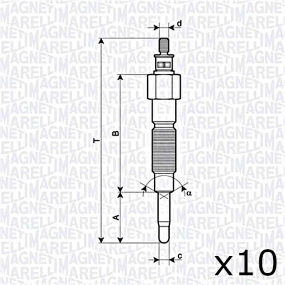 MAGNETI MARELLI Glow Plug X10 Pcs For NISSAN Patrol Gr V 11065-4P40A