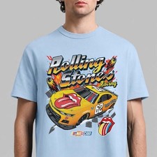 Camiseta Rock Vintage The Rolling Stones NASCAR Foreign Tongues 62 Car Blue